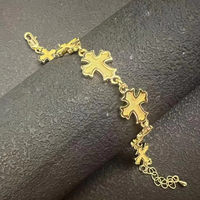 Bracelet multi-brins de haute qualité plaqué or mat sablé avec bordure bicolore, style hip-hop unisexe, bracelet tendance