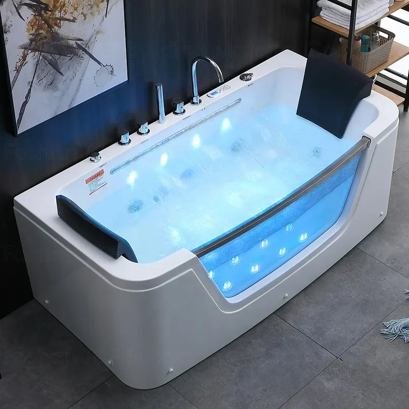 Leakage Protection Hot Tub Bath Led Color Light Jet Whirlpool Waterfall Massage Bathtub