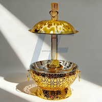 Lefeng – Ensemble de chauffe-plats élégant en acier inoxydable à bord doré, 4,5 L, 6 L, 8 L, chauffage au combustible, pour buffets, hôtels et restaurants