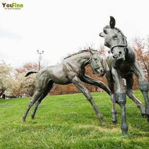 Sculpture de cheval en bronze YOUFINE pour la décoration de parc, mère et <span class=keywords><strong>poulain</strong></span>, statue pour jardin - Product Image 4