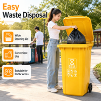 Poubelle à roulettes durable de 240 L, bac à déchets en plastique pour travaux d'assainissement, nettoyage des rues, utilisation en extérieur