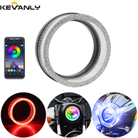 Couvre-phare LED diamant 5D de 3 pouces rond avec contrôle par application RGB, yeux d'ange LED pour motos et voitures, feux de jour DRL