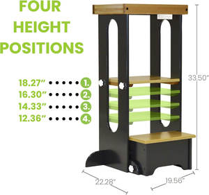 Tour <span class=keywords><strong>d</strong></span>'apprentissage noire bois Montessori enfant en bas âge aide de cuisine hauteur réglable tour debout escabeau pour enfants et garçons - Product Image 2