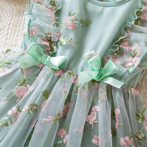 <span class=keywords><strong>Vestidos</strong></span> <span class=keywords><strong>para</strong></span> Niña 2026, Vestido Floral con Parches de Tul Verde <span class=keywords><strong>para</strong></span> Niña - Product Image 6