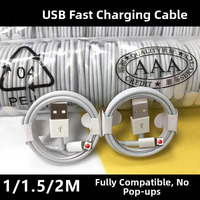 Kabel USB ke L 2A Pengisian Cepat Berkualitas Tinggi 1M untuk iPhone 14 13 12 11 10 8 7 6 Pro Max XS XR