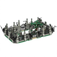 Hells Gate – Blocs de construction modulaires en plastique ABS de petite taille pour scènes MOC transfrontalières, clôtures, paysages, maisons hantées d'Halloween