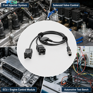 Kabel Adaptor Y-Splitter 1-ke-2 untuk Injektor Bahan Bakar Otomotif, M12 4 Pin A-Code Male ke Dual AMP 282762-1 2 Pin Katup Solenoid - Product Image 3