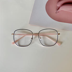 Monturas de Gafas Metálicas Rectangulares T1-7343, Anti Luz Azul, Montura Completa Unisex, Lentes AC Anti UV, Diseño Irregular - Product Image 2