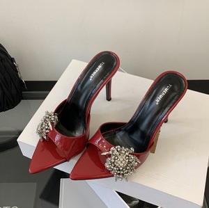 Luxury Rhinestone 2025 10CM New Style Women Shoes Sandals <b>Slides</b> Pumps Open Toe <b>Slippers</b> Heels - Product Image 4