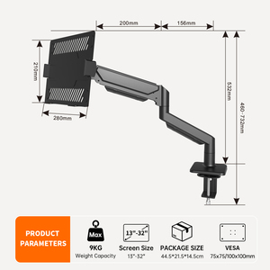 <span class=keywords><strong>Support</strong></span> d'écran avec plateau de refroidissement <span class=keywords><strong>ventilé</strong></span>, bras à ressort à gaz réglable, pour appareils de 11 à <span class=keywords><strong>17</strong></span> pouces, inclinaison, rotation, acier allié, en stock - Product Image 3