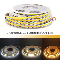 Barra de luz LED bicolor CCT COB, 24V, 12V, cinta Flexible FOB COB, blanco cálido, 2700-6500K, Color regulable, atenuador RF, lámpara de cobre