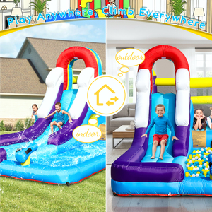 Scivolo Gonfiabile Acquatico Combo con Scivolo, Parete da Arrampicata, Ostacoli, Trampolino, Piscina di Palline e Spruzzi d'Acqua - Product Image 4