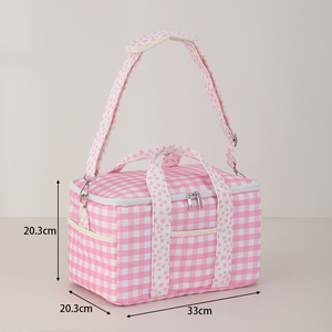 Borsa Frigo Personalizzata a Quadretti per Spiaggia e Piscina, Morbida e Portatile per Snack e Bevande - Product Image 3