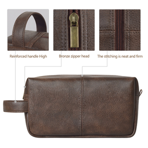 Trousse de Toilette de Voyage Portable en Cuir PU Souple Résistant à l'Eau avec Logo Personnalisé, Pochette de Maquillage de Luxe à Fermeture Éclair pour Homme - Product Image 2