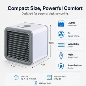 Escritorio para Oficina en Casa, Forma Fácil de Refrescarse con Mini Ventilador Enfriador de Aire Evaporativo, Aire Acondicionado Portátil Rápido - Product Image 5