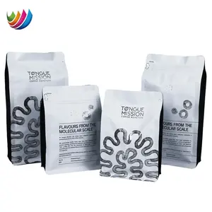 Custom Printing 8oz 12oz 16oz 5LB Matte Finished Flat Bottom Stand Up Pouch Wholesale Coffee Bag With Valve