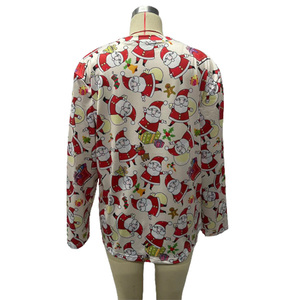 Nuovo 100% poliestere autunno sciolto donna Top donna natale maniche lunghe camicetta Casual lavorato a maglia donna Top - Product Image 2