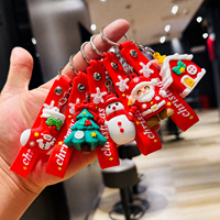 Porte-clés de Noël personnalisé en silicone, design 3D de Père Noël et bonhomme de neige, avec anneau métallique, cadeau de Noël pour le chaussette de Noël