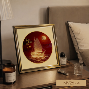 Wholesale Feng Shui Sailboat Decorative Wall <b>Painting</b> Gold Foil Art <b>Frame</b> Luxury Home Decor Made in Vietnam OEM ODM Model MV26-4 - Product Image 6