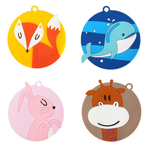 Cute Round Cartoon Snimal Shape Anti slip Cup <b>Mat</b> <b>Silicone</b> Soft PVC Cup Coaster - Product Image 2