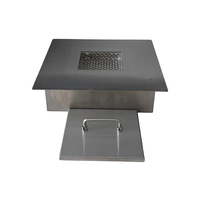 Insert de cheminée bioéthanol carré encastré AMS50 en métal argenté, nouveau modèle, pour décoration extérieure, salon, hall d'entrée, bureau