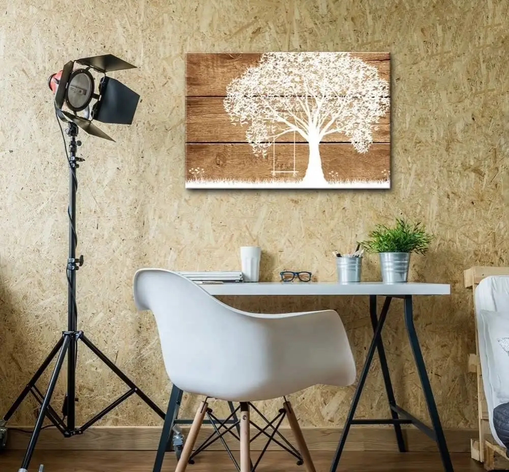 3 חתיכה בד קיר אמנות לבן עץ עם שלווה נוף תמונה הדפסת על טבע ציור