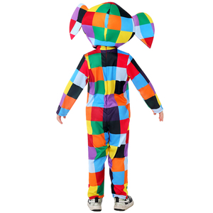 Costume di Halloween <span class=keywords><strong>Elefante</strong></span> Colorato Patchwork per Bambini, Travestimento per la Giornata Mondiale del Libro, Outfit per Spettacoli Scolastici, Vestito da <span class=keywords><strong>Elmer</strong></span> del Libro delle Storie - Product Image 5