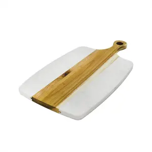 Placa de cortar madeira com cabo, venda quente prática praça acácia placa de cortar placas de madeira