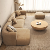 Sofa tiga orang minimalis Modular Modern Italia Sofa Bidang tiga orang kain Jepang ringan mewah waby-sabi sudut Sofa besar