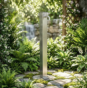 <span class=keywords><strong>Colonne</strong></span> de douche extérieure moderne Hydrorelax carrée en acier inoxydable finition chromée pour <span class=keywords><strong>jardin</strong></span>, piscine, cour arrière, <span class=keywords><strong>robinet</strong></span> de bain - Product Image 2