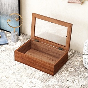 Solid Wood Flip Top Storage Box 18x12x7cm Jewelry Organizer Desktop Ornament Box Antique Style Wooden Box - Product Image 3