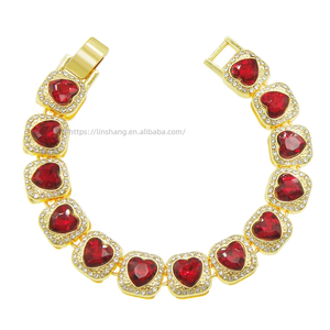 Red Love Rhinestone Bracelet Bracelet, <b>Men</b> and Women Cool Personalized Couple Bracelet Jewelry Tanjing Fashion Lijing Necklace - Product Image 1