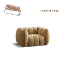 Canapé modulaire moderne à accoudoirs arrondis, capitonné style Channel, en tissu bouclé, compressé et emballé sous vide, pour salon