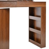 Coiffeuse moderne en bois avec miroir sur pied rabattable, 7 tiroirs et 3 étagères de rangement, blanc, pour appartement et chambre à coucher