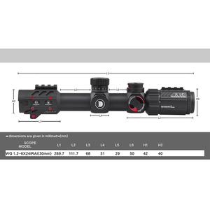 กล้องเล็งยุทธวิธี WG 1.2-6X24IRAI สำหรับการล่าสัตว์ ภาพคมชัด พร้อมจุดเล็งสีแดง และเลนส์ปรับได้สำหรับการมองระยะใกล้ WG 1.2-6X24IRAI - Product Image 1