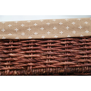 Panier de rangement rectangulaire en trois parties, tissé en feuilles de maïs, avec poignées en tissu de coton, pour l'organisation domestique - Product Image 5