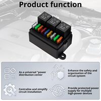 Kit de Caja de Fusibles y Relés Precableada de 12V y 9 Vías con 3 Relés de 4 Pines de 40A y 9 Fusibles ATC/ATO para Autocaravanas y Casas Rodantes