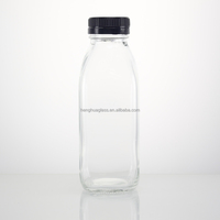 Bouteille en verre carrée française de qualité supérieure de 400 ml (40 cl, 13,5 oz) pour jus et lait pour bébés, avec bouchon inviolable