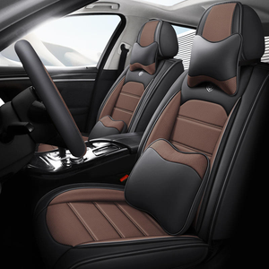 EKR Universal Deluxe <strong>Leather</strong> Luxury Car Seat Covers Full Set Airbag Compatible Breathable All-Season Fit Cars Trucks SUV 2-Year - Product Image 2