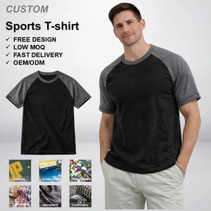 Camiseta Deportiva de Manga Raglán Bicolor para Hombre, Corte Ajustado, para Gimnasio y Fitness, Marca Personalizada, Fabricante OEM - Product Image 1