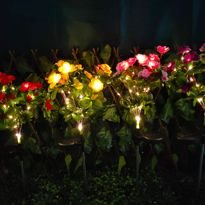 Outdoor Waterproof 35 LED Decorative Solar Azalea Flower Lights LED Waterproof Outdoor Yard Lawn Walkway Landscape Lightson