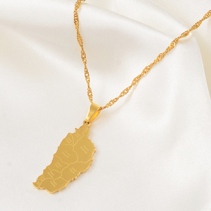 Collana con Ciondolo in Acciaio Inox a Forma di Mappa della Dominica per Donne e Ragazze, per Matrimoni, Feste e Regali, Catena con Nome della Città # 075121 - Product Image 3