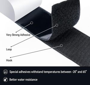 Cinta autoadhesiva de gancho y bucle negra, resistente al calor, ecológica, de ancho/largo personalizado, muy vendida. - Product Image 6