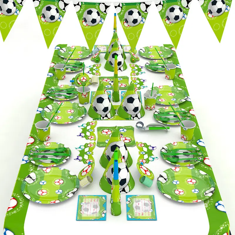 Esportes menino futebol tema aniversário festa layout atmosfera decoração 16 tipos de papel opcional misturar e combinar atacado