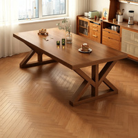 Table à manger rectangulaire en bois, style nordique, pour salon, grande table de lecture et de travail décontractée, multifonctionnelle, 4 places