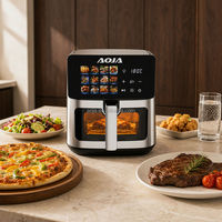 Friteuse à air 1500W 8L avec écran tactile LED, 12 menus prédéfinis, minuteur 60 minutes, 60-200 ° Prise personnalisée C, tension et couleur