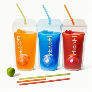 Bolsas de Bebidas Laminadas de Mylar de Grado Alimenticio con Impresión Personalizada OEM, Boquilla y Pajita, Logotipo y Color Personalizados para Envasado de Jugos Transparentes - Product Image 1
