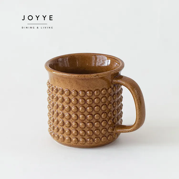 JOYYE 180ml Retro Brown Kaffeetasse Reaktive Glasur Geprägte Keramik Keramik Steinzeug Frühstück Milch Tee tasse Tassen