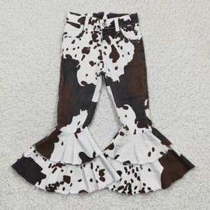 Pantalon évasé ajustable pour filles, style western, imprimé vache, avec poches, collection maman et moi, vente en gros - Product Image 2