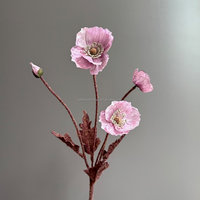 Fleurs artificielles de pavot L-554, tige de pavot en soie artificielle, couleur bordeaux vintage, orange, fleur artificielle pour mariage, décoration de vase à domicile